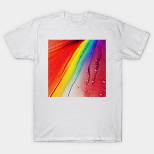 Liquid Colors Flowing Infinitely - Heavy Texture Swirling Thick Wet Paint - Abstract Inspirational Rainbow Drips T-Shirt